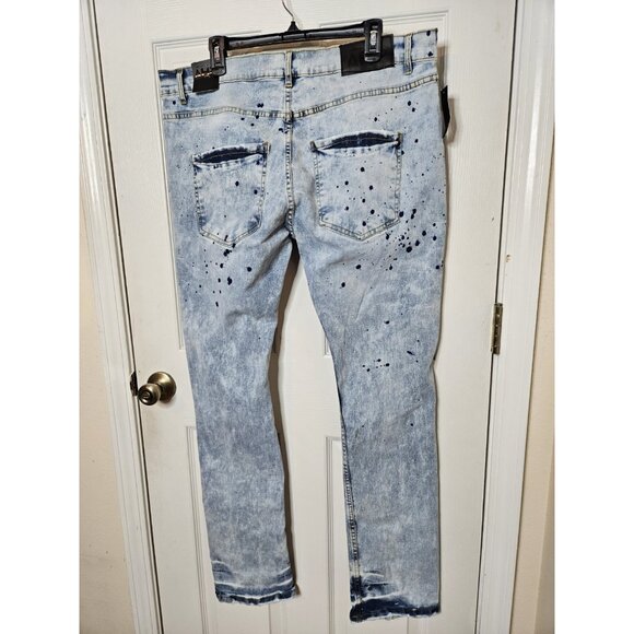 AHP Jeans Blue Acid Light Wash Distressed Cotton Blend Mens Size 40X33 NWT - Picture 8 of 12